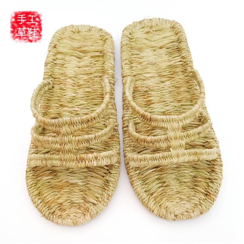 草鞋拖鞋外穿素亚麻懒人拖男藤草纯手工复古名族风中国风休闲凉鞋