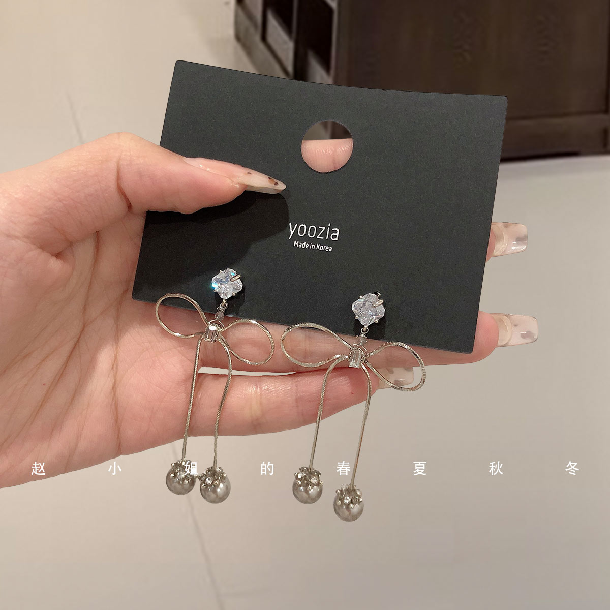 小众设计耳饰韩国饰品轻奢高级感ins风气质咖啡金优雅蝴蝶结耳环