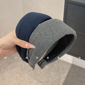 易梦玲同款 加厚款 发箍小众设计头饰韩国发饰气质灰色高颅顶头箍