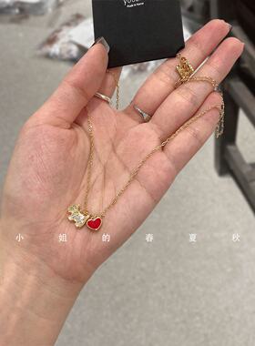 韩国饰品气质百搭红色爱心项链