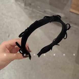 2025早秋新款韩国发饰甜美头饰头箍小众设计黑色丝绒蝴蝶结发箍