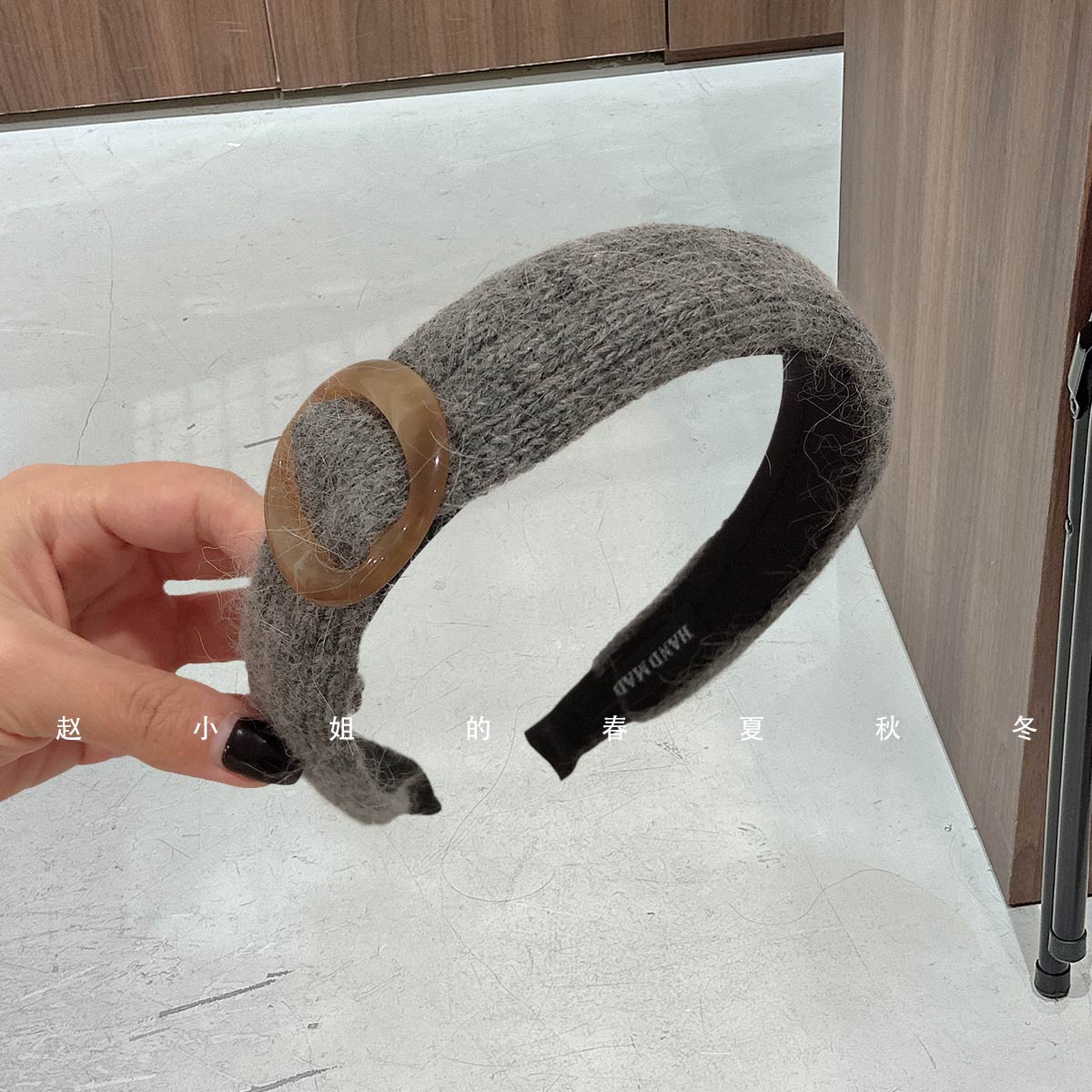 韩国发饰头饰气质优雅小众设计时尚饰品头箍ins风灰色毛线发箍