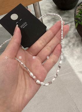 韩系饰品高级感简约气质优雅毛衣链高雅镶钻颈链锁骨链珍珠项链