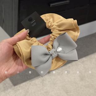小众设计发饰ins风头饰百搭可爱甜美高级感黄色蝴蝶结大肠发圈