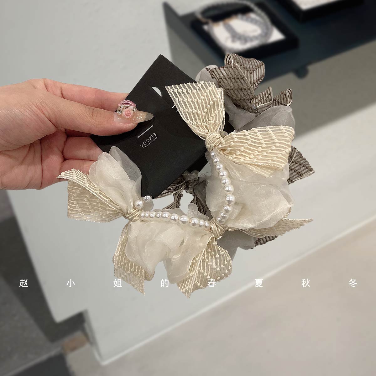 韩国饰品女蕾丝网纱蝴蝶结发圈
