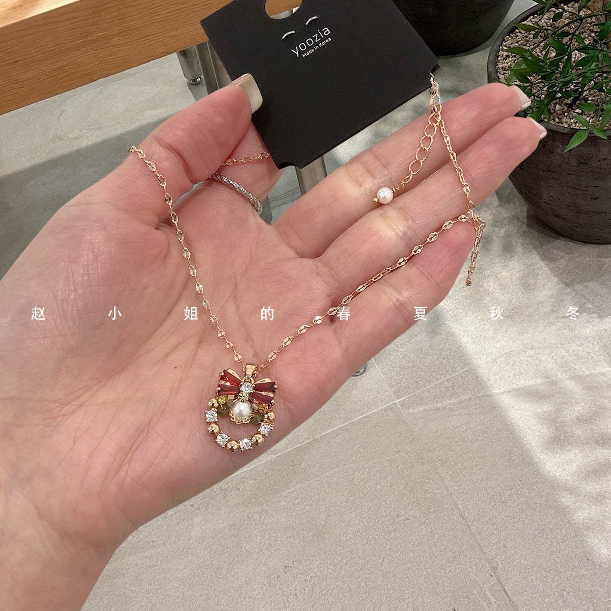 韩系饰品气质优雅毛衣链高雅镶钻甜美颈链锁骨链可爱蝴蝶结项链
