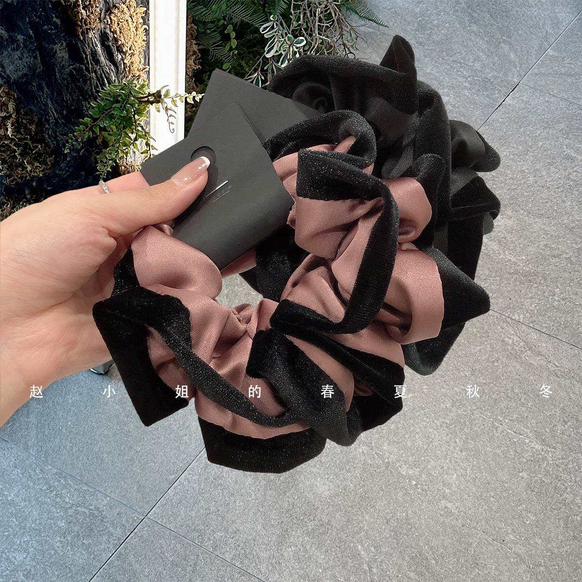 韩系发饰头饰ins饰品气质小蛮腰发绳木耳边头绳粉色缎面大肠发圈