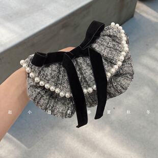 韩国发饰高级感精美裙摆低马尾发夹小香风丝绒蝴蝶结飘带懒人夹