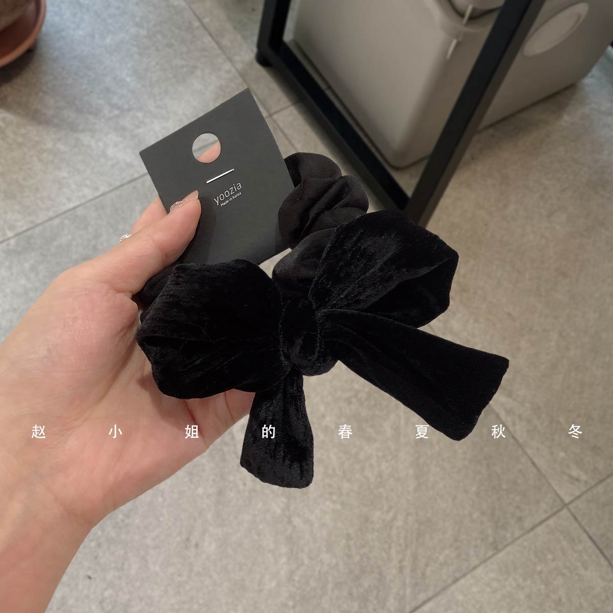 韩国发饰法式温柔丝绒蝴蝶结发圈