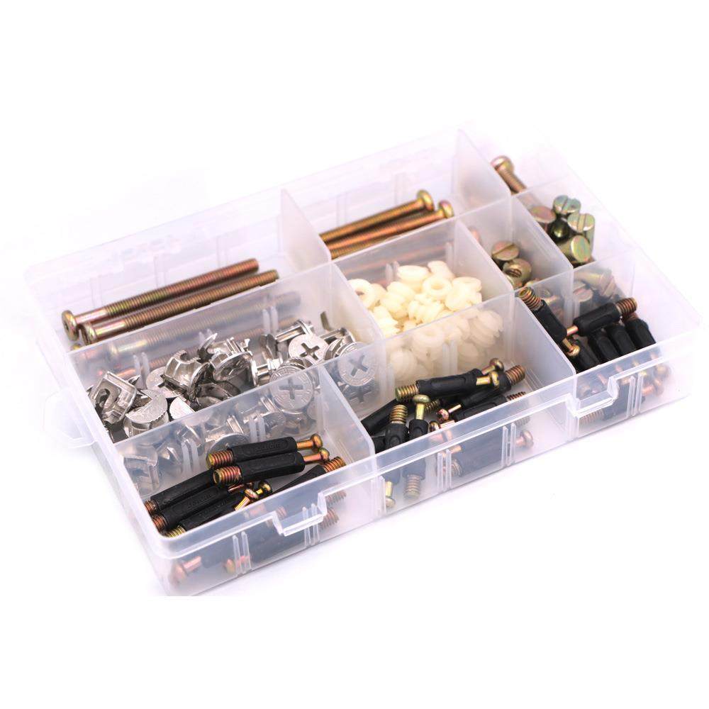 125pcs家具三合一连接件套装盒装 组合螺丝套装组合件美固钉