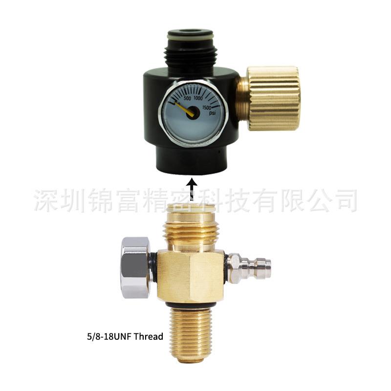 CO2顶针阀门 跨境供应5/8、M18带5000psi压力表带8mm公头气瓶阀门