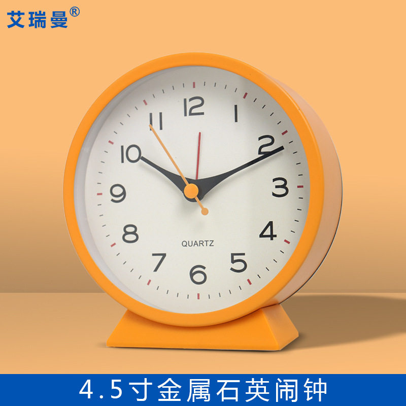 现代简约金属小闹钟儿童创意床头夜光台钟桌面静音学生钟表批发