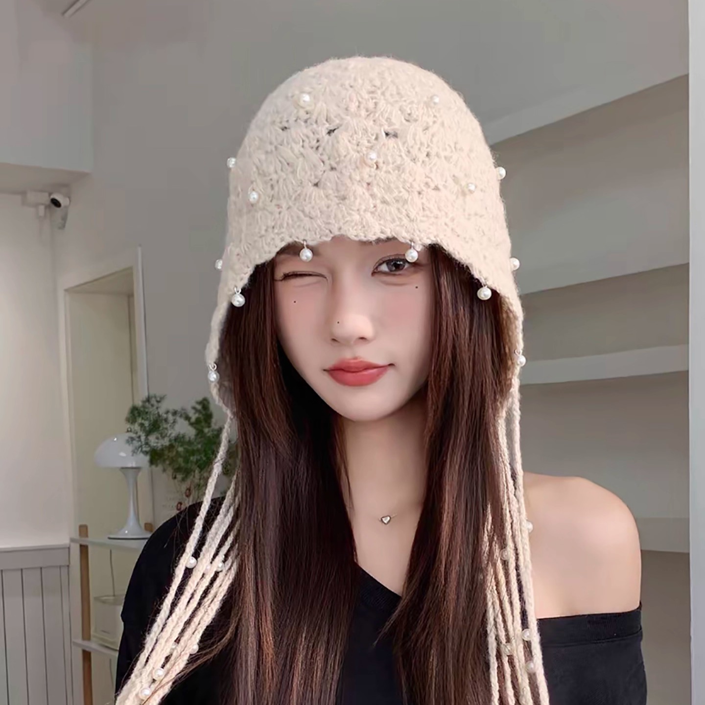 包头帽流苏吊坠显脸小复古