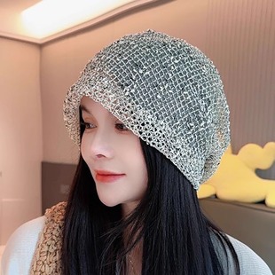 显脸小时尚堆堆帽春夏天宽松包头帽子女坐月子透气遮白发套头帽子