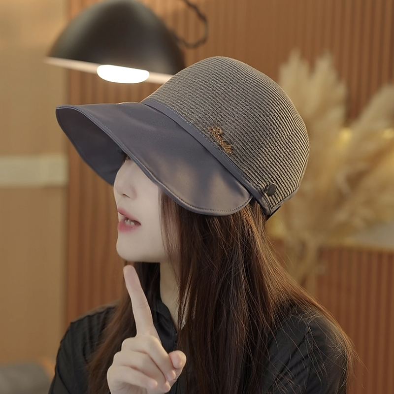 女款夏季鸭舌帽防晒遮阳帽时尚洋气太阳帽可扎马尾可挂口罩盆帽女