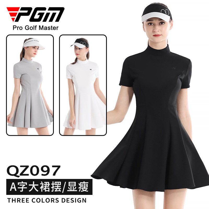 PGM夏季高尔夫女修身收腰显瘦A字连衣裙短袖女裙套装韩版golf服装