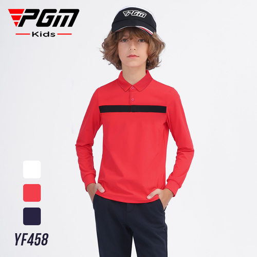 PGM新品儿童高尔夫衣服长袖T恤男童秋冬季青少年高尔夫服装运动服