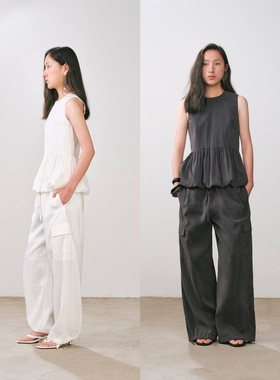 TOATEE 雾光干丝drysilk 随性自由多口袋抽绳松紧腰工装气球长裤