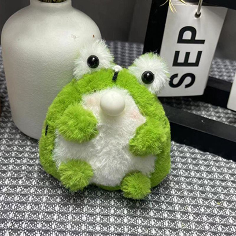 毛绒玩具小青蛙吐泡泡会吱吱叫diy手工材料包钥匙扣挂件解闷玩偶