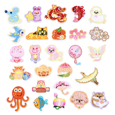 小清新卡通动物刺绣贴 生肖刺绣补丁装饰贴 电脑绣花章个性补丁
