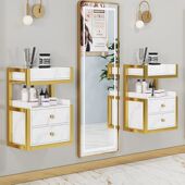 发廊工具柜网红理发店挂墙壁柜美发店收纳镜台理发置物架柜子