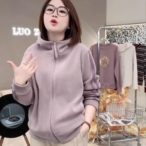 双面奥粒绒显瘦保暖加绒连帽外套