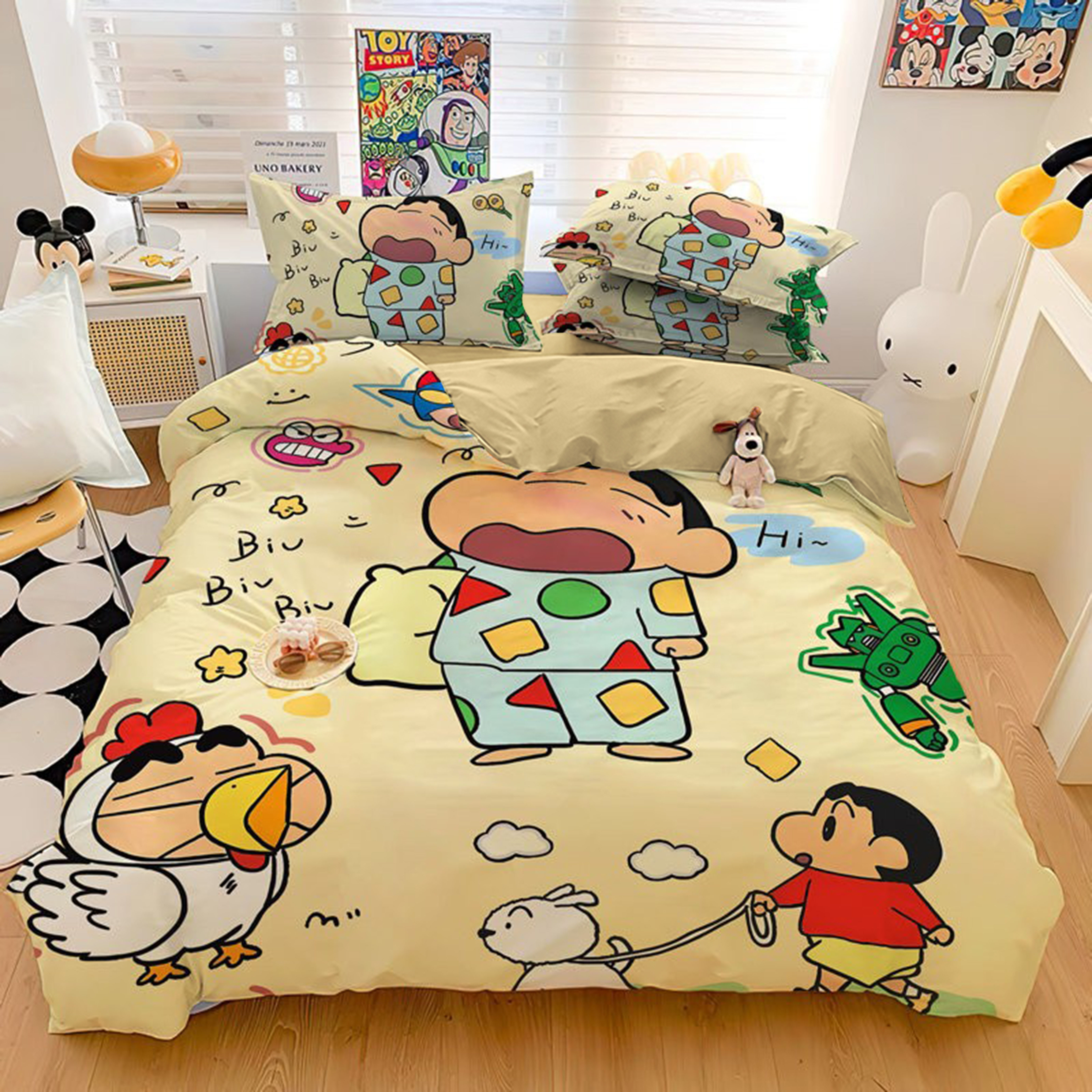 【热销10000+】蜡笔小新四件套学生宿舍床笠三件套卡通床上用品