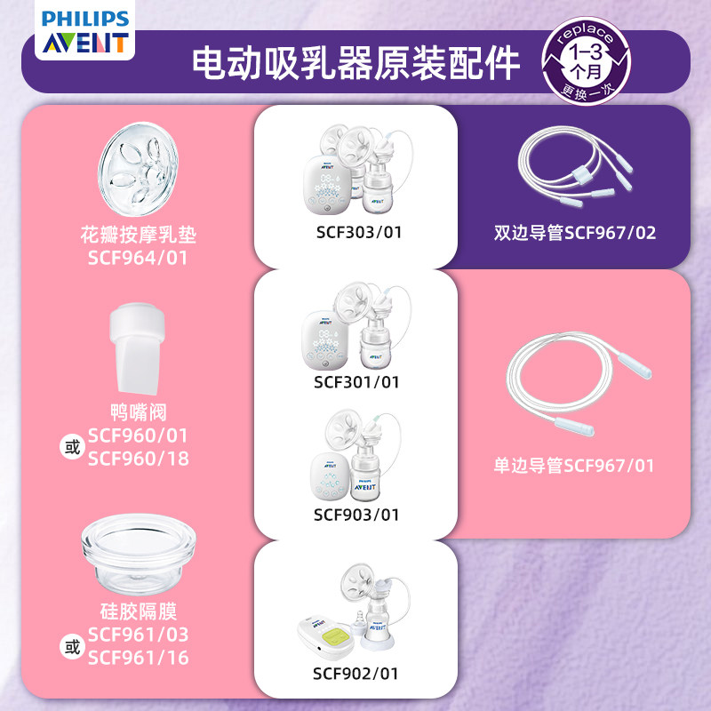 新安怡电动吸奶器配件适合SCF303/301/903原装花瓣垫鸭嘴阀门导管