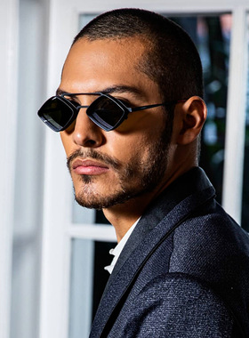 镂空菱形墨镜复古蒸汽赛博朋克