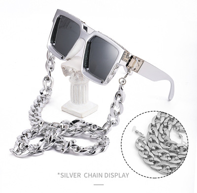 百万富翁同款镶钻RICH大方框INS太阳镜女欧美RAPPER墨镜男shades
