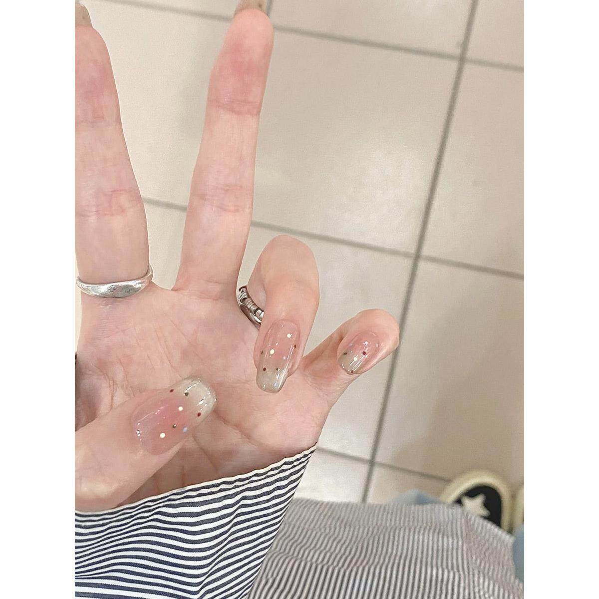 手工穿戴甲清透腮红美甲2023年新款指甲贴片 假指甲孕妇可用