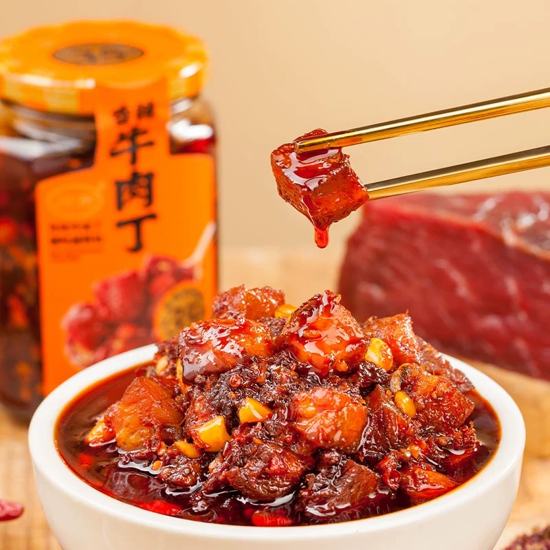 川南香辣牛肉丁牛肉拌面辣椒酱五香调味酱手工牛肉粒拌饭酱瓶装