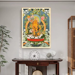 唐卡装饰画财宝天王挂画八方财神壁画客厅玄关书房办公室竖版墙画
