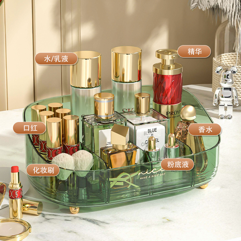 化妆品收纳盒高级感大容量桌面梳妆台化妆刷护肤品口红收纳置物架