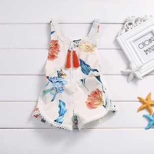 New baby robes sleeveless shorts big flower print onesies