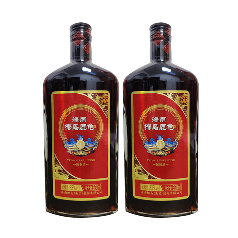 海南椰岛鹿龟酒龟鹿呈祥33度650ml*2瓶装1斤3两配制酒健康养身酒