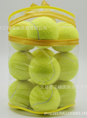12个袋装网球初学者体育训练球黄色网球耐磨化纤耐打