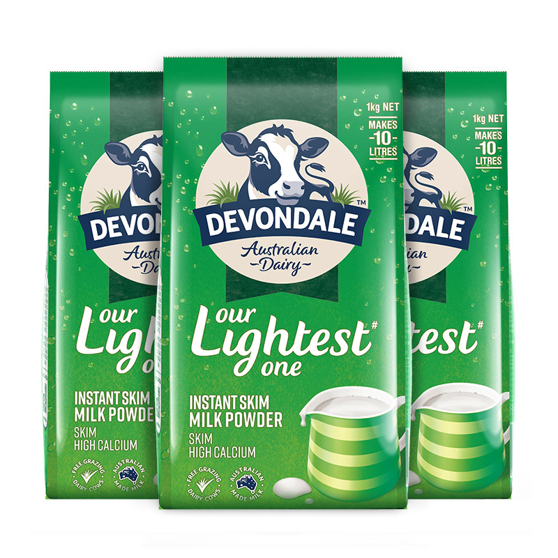 直播专享 澳洲进口德运低脂高钙成人奶粉女士学生青少年1kg*3袋装