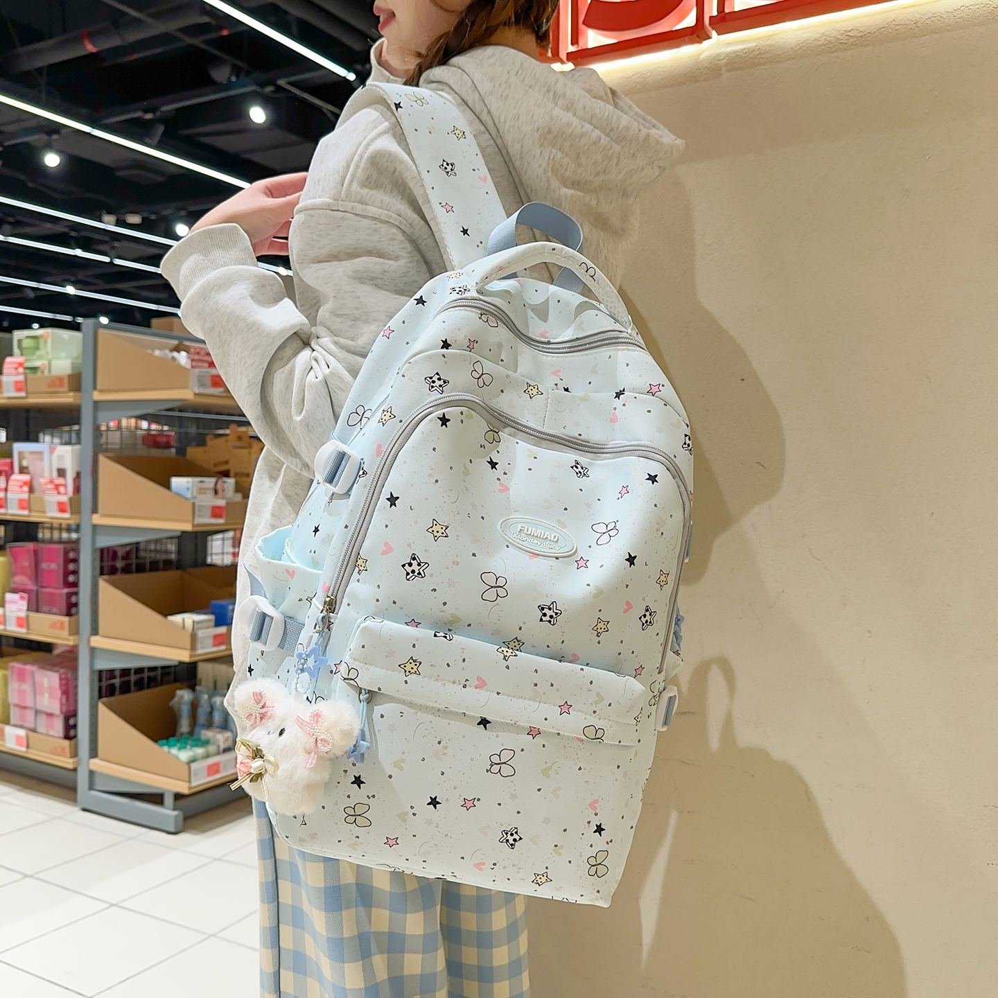 学生书包蝴蝶印花大容量双肩背包