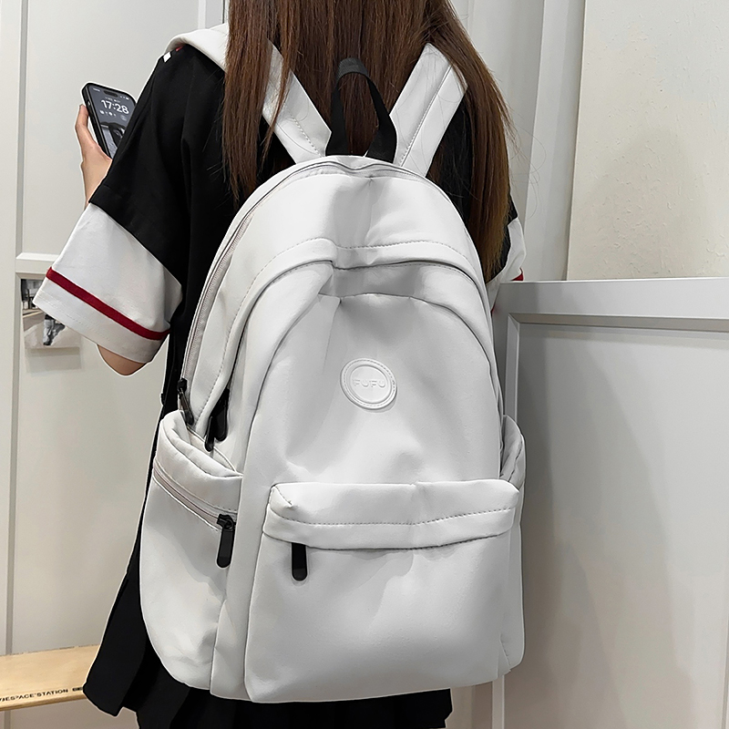 双肩包女士电脑包轻便防水高级感纯色简约书包女大学生通勤背包女