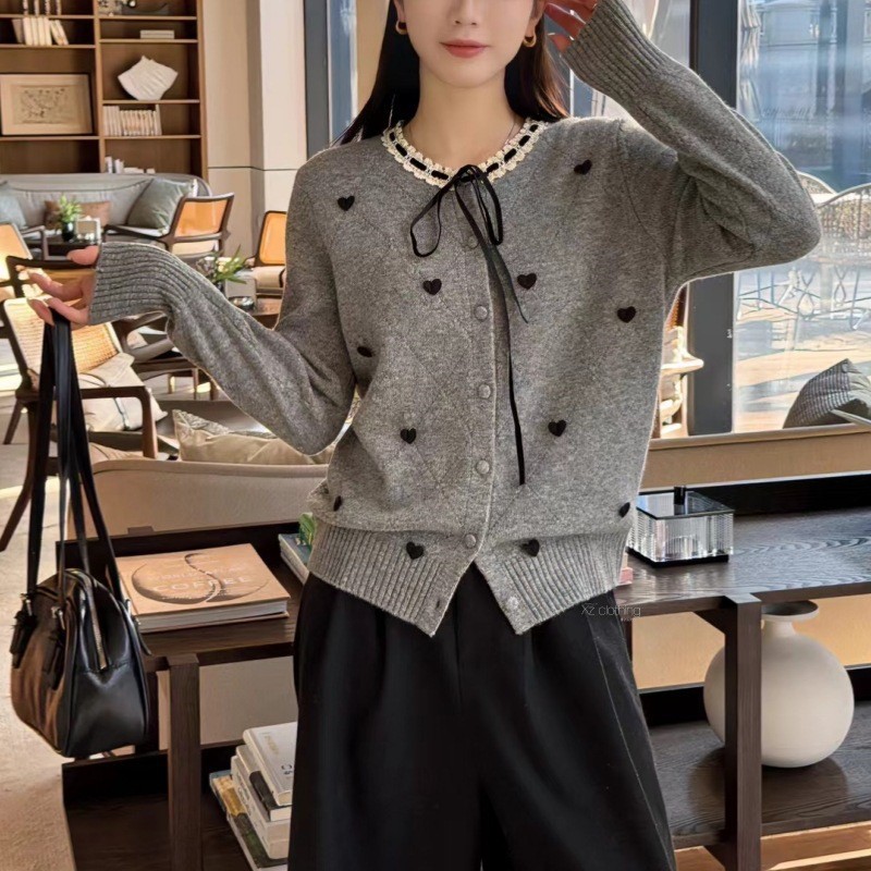 法式小香风针织开衫新款