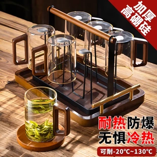 家用茶杯6只装 客人杯子男士 泡茶专用绿茶杯2025新款 玻璃水杯套装