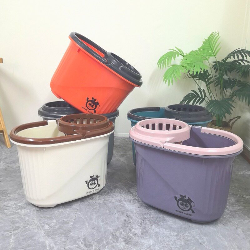 高颜值家用塑料加厚拖把沥水桶加长带轮省力大容量时尚新款挤水桶