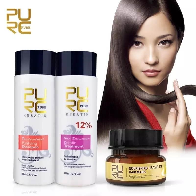 PURC 12%hair treatment +purifying shampoo+Leave-In Hair Mask