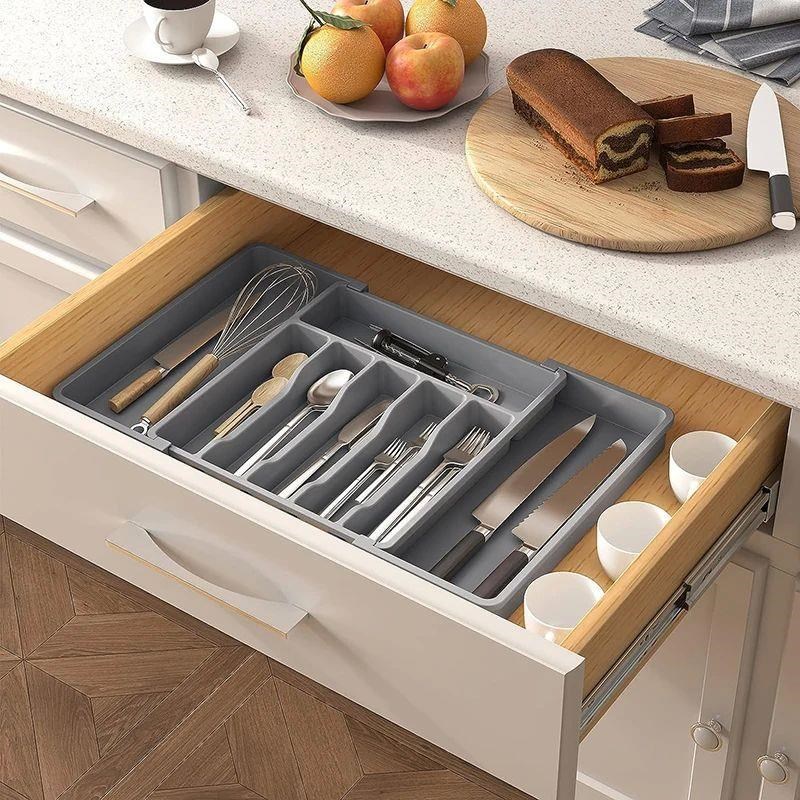 Expandable Utensils Tray Kitchen Cutlery Storage Box Knife H