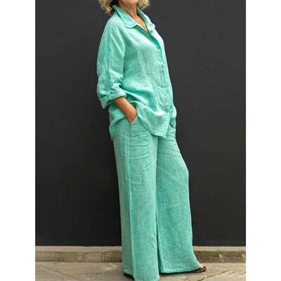 Women casual shirt twopiece set 2023年休闲女衬衫套装