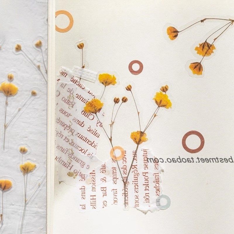 PET Stickers Flowers Leaves Plants Sticker for Scrapbooking