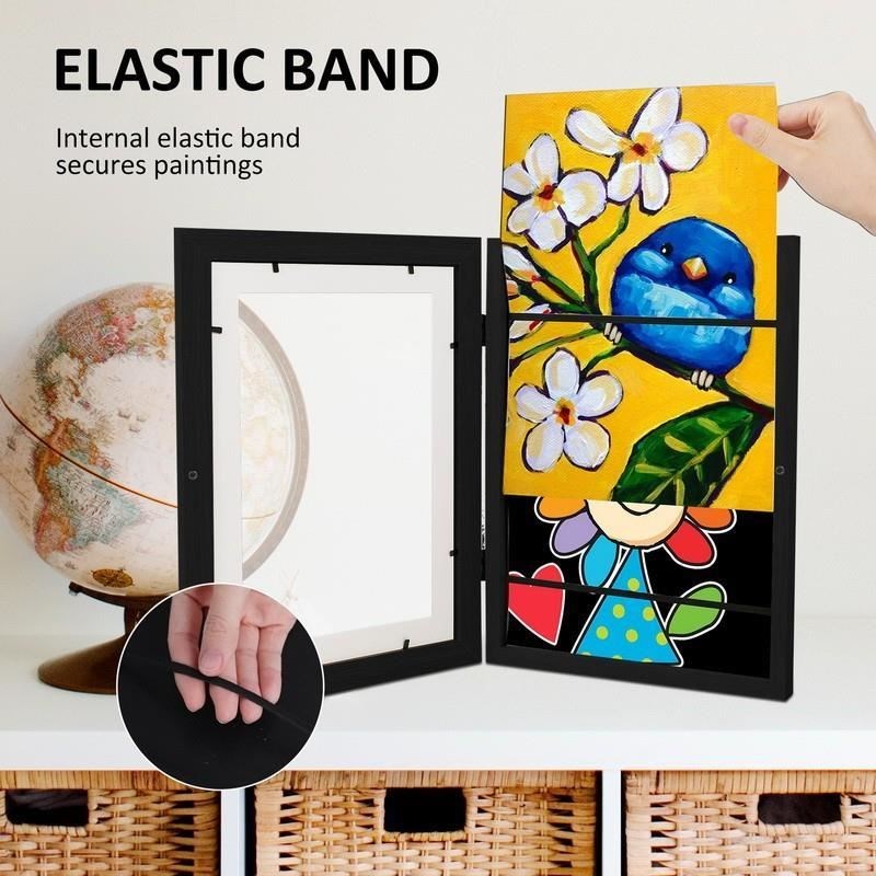2PCS Wooden Art Picture Frame for 150 Pictures - A4 Front Op
