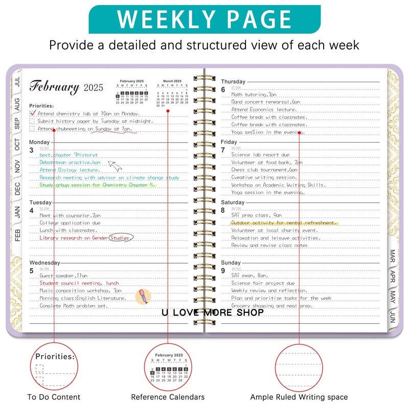 100 Days Daily Weekly Study Planner Notebook Journal Agenda