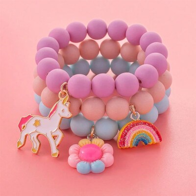 Simple Candy Color Bracelet Set Cute Sunflower Rainbow Unico